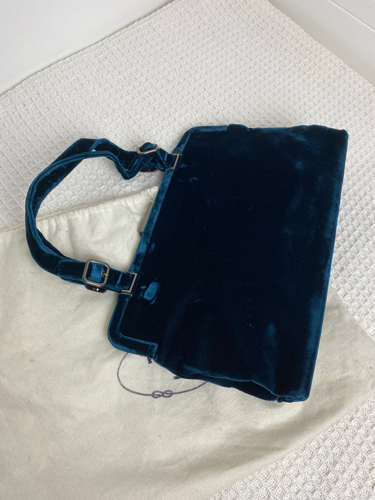 Prada 90's Blue Velvet Handbag