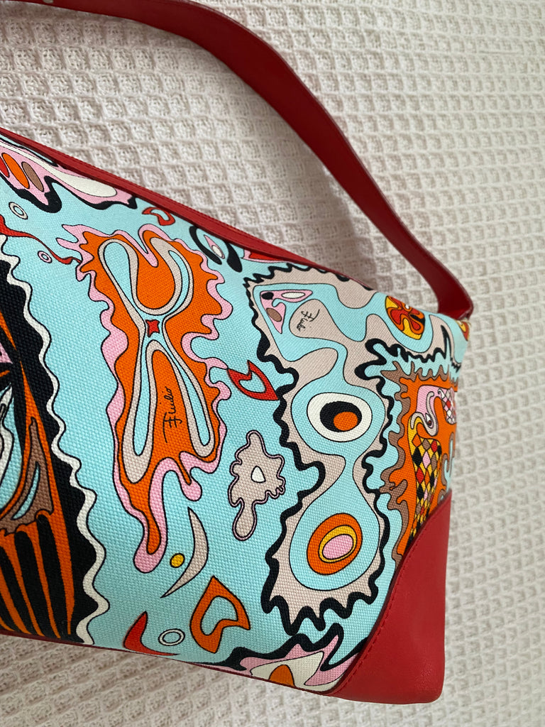 Emilio Pucci Red Leather Pattern Handbag