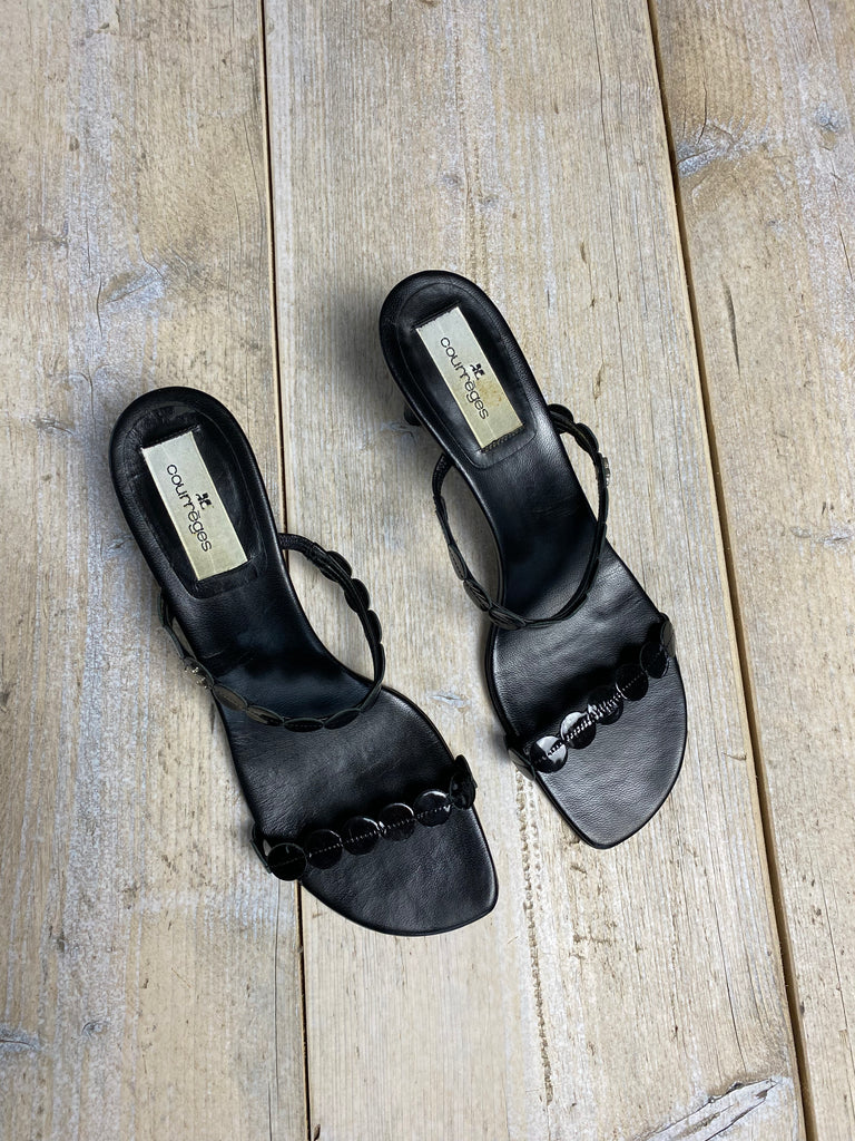 Courrèges Black Leather Mules