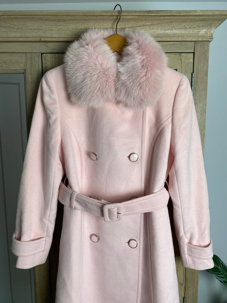 Courrèges Pink Fur Collar Wool Coat