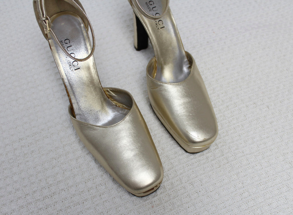 Gucci by Tom Ford Fall 1996 Gold Heels EU 36