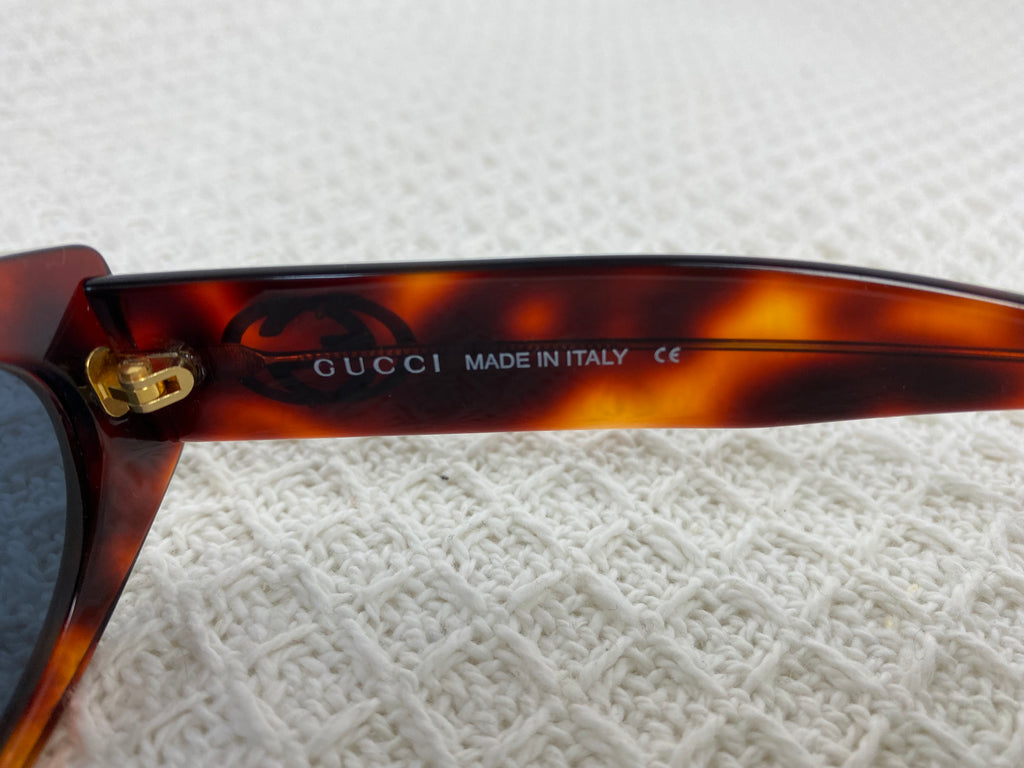 Gucci 90's Tortoise Shell Gold Logo Sunglasses