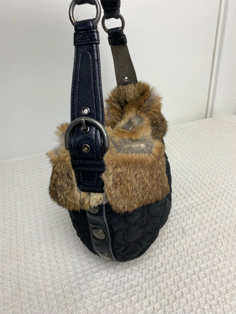 Coach Black Quilted Fur Shoulder Bag