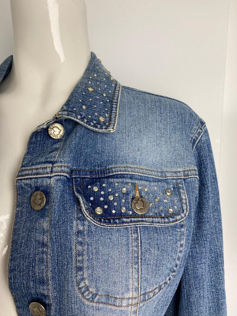 Blugirl Rhinestone Logo Denim Jacket IT 40