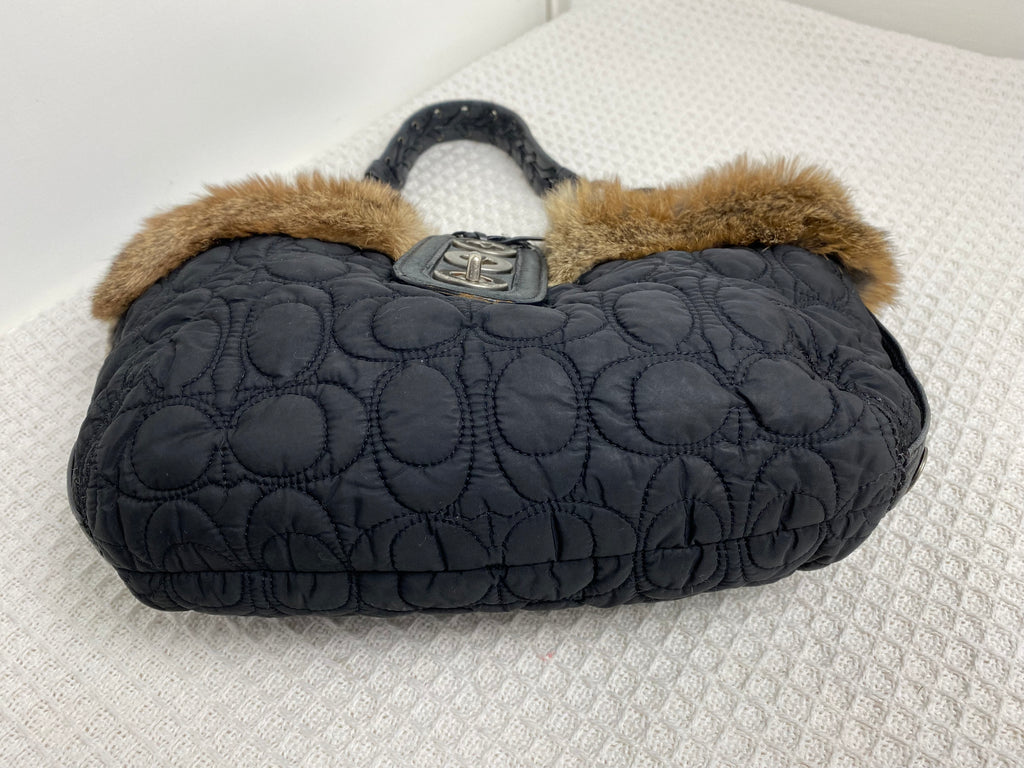 Coach Black Quilted Fur Shoulder Bag