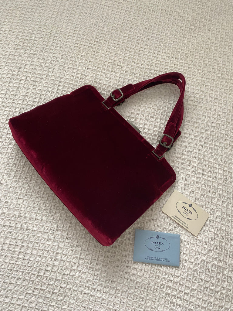 Prada red velvet bag hotsell