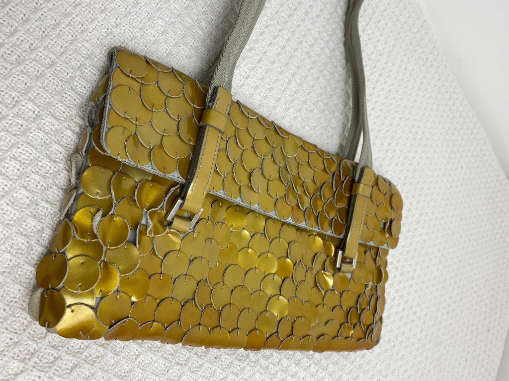 Prada Gold Vernice Paillet Shoulder Bag