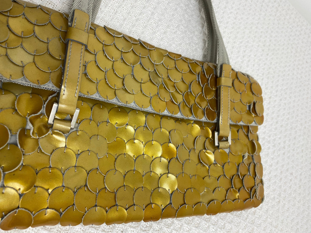 Prada Gold Vernice Paillet Shoulder Bag