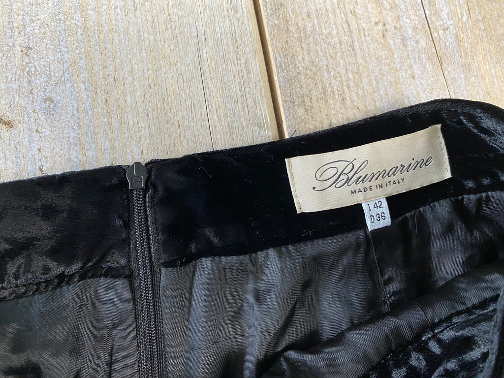 Blumarine Black Velvet Midi Skirt