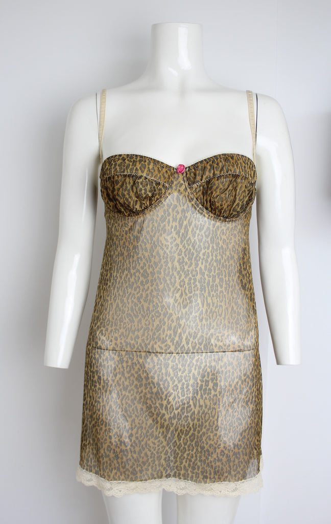 Dolce & Gabbana Leopard Print Sheer Slip Dress / Cami