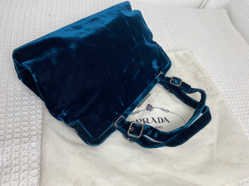 Prada 90's Blue Velvet Handbag