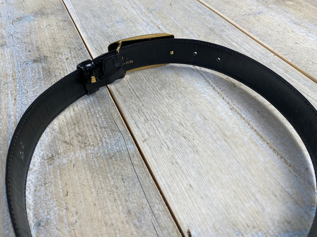 Gucci by Tom Ford Gold Buckle Patent Black Belt