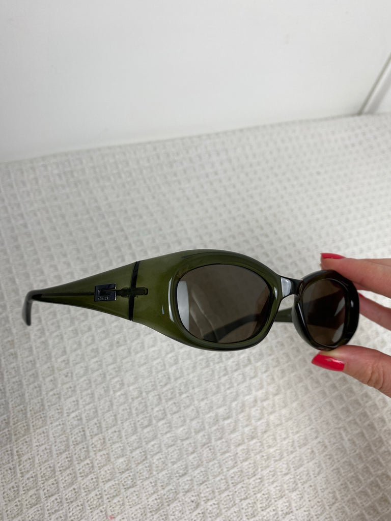 Gucci 90's Green Oval Sunglasses