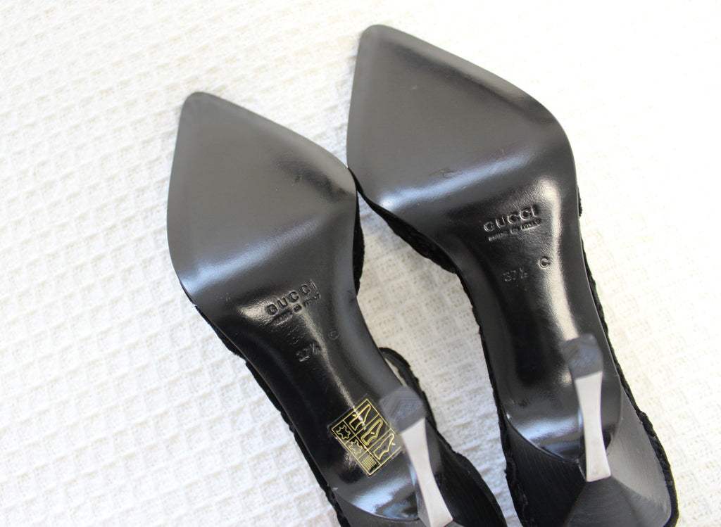 Gucci by Tom Ford Black Velour Stiletto Heels 37.5