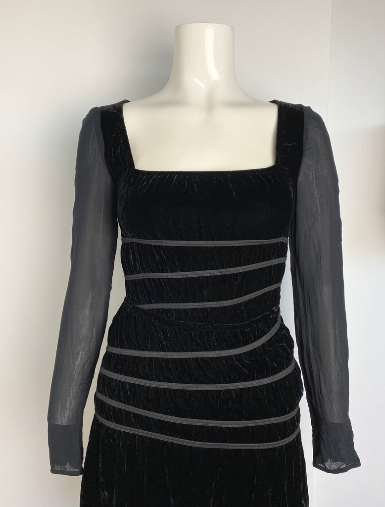 Blumarine Black Velvet & Silk Top / Skirt Set IT 38