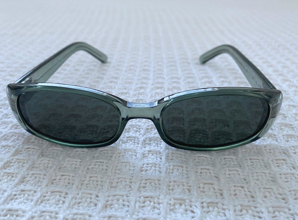 Gucci 90's Logo Green Narrow Oval Sunglasses