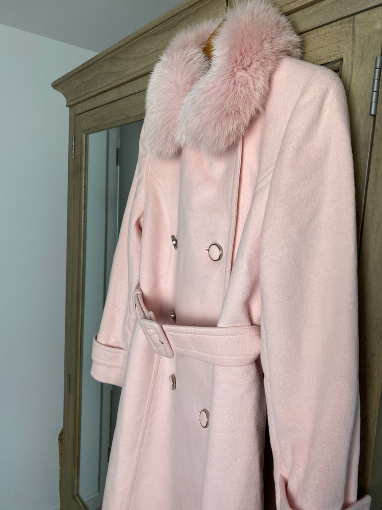 Courrèges Pink Fur Collar Wool Coat