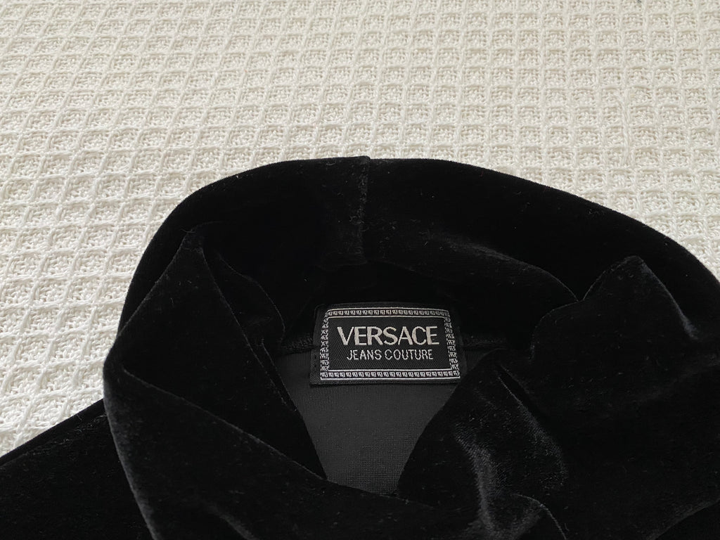 Versace Jeans Couture Black Velvet Roll Neck Top