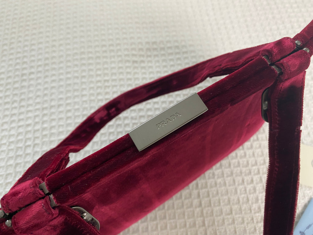 Prada Red Velvet Handbag luxequarter