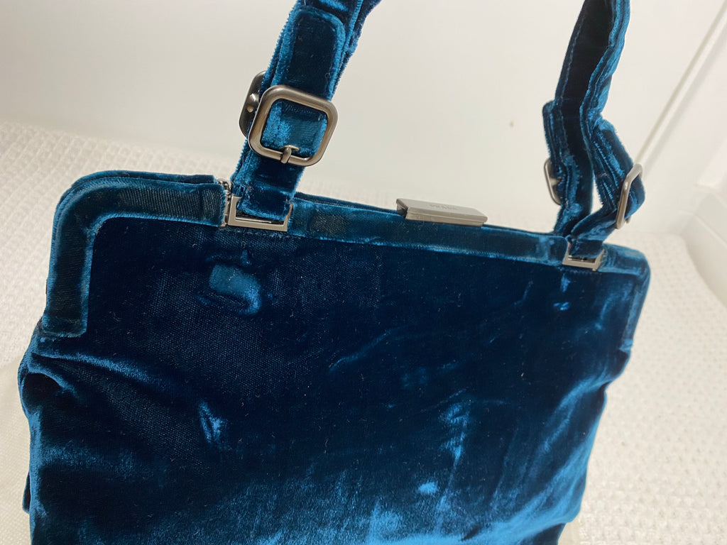 Prada 90's Blue Velvet Handbag