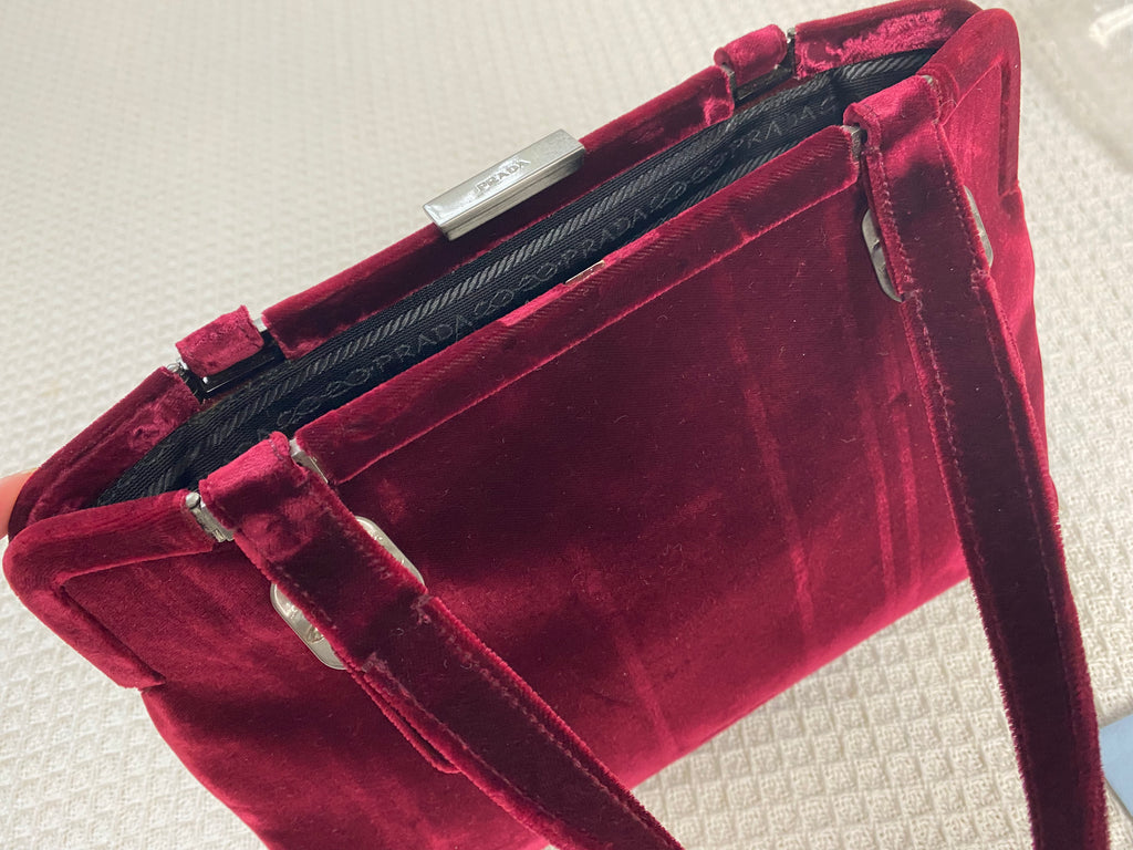 Prada Red Velvet Handbag