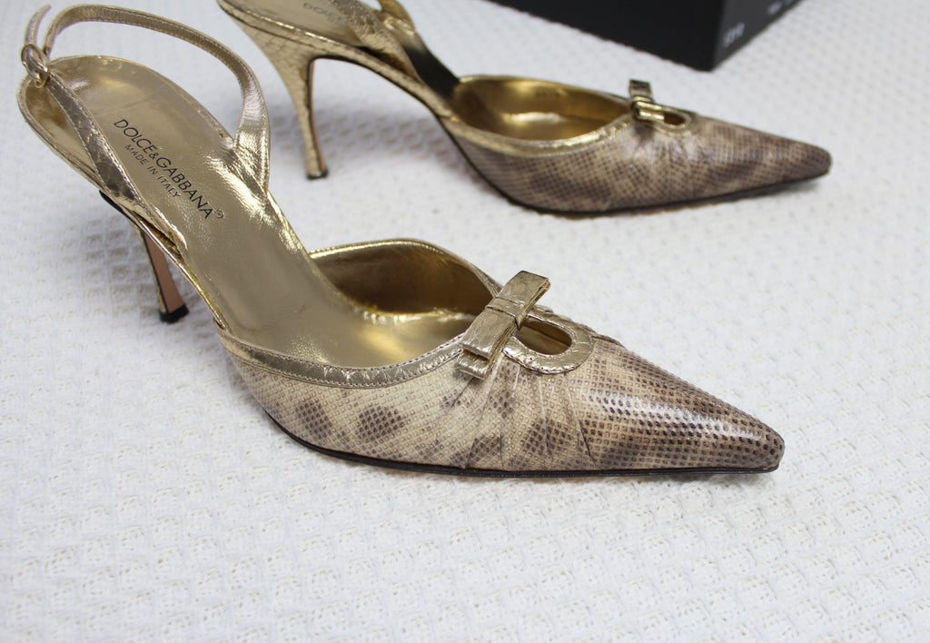 Dolce & Gabbana Gold Leather Heels EU 41