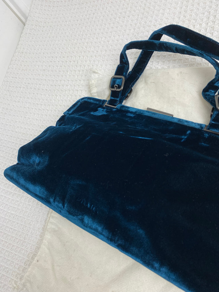 Prada 90's Blue Velvet Handbag