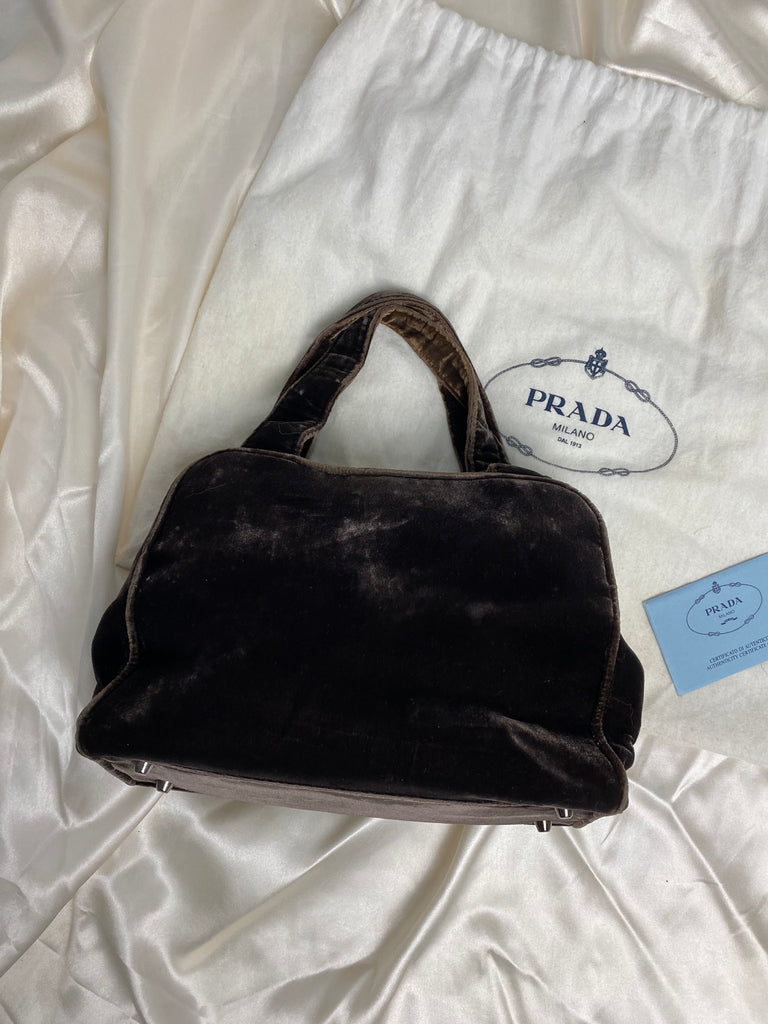 Prada Brown Velvet Handbag