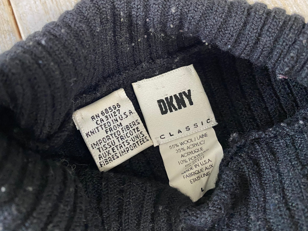 DKNY Black Wool High Neck Sweater