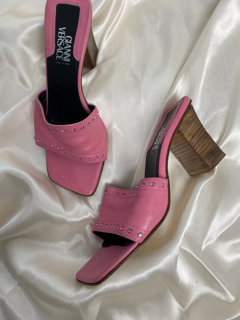 Gianni Versace Hot Pink Leather Mules 36