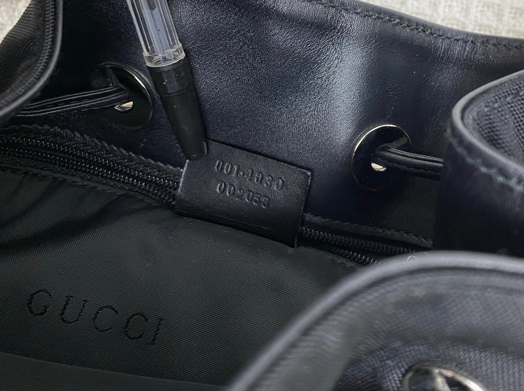 Gucci Black Nylon Drawstring Shoulder Bag