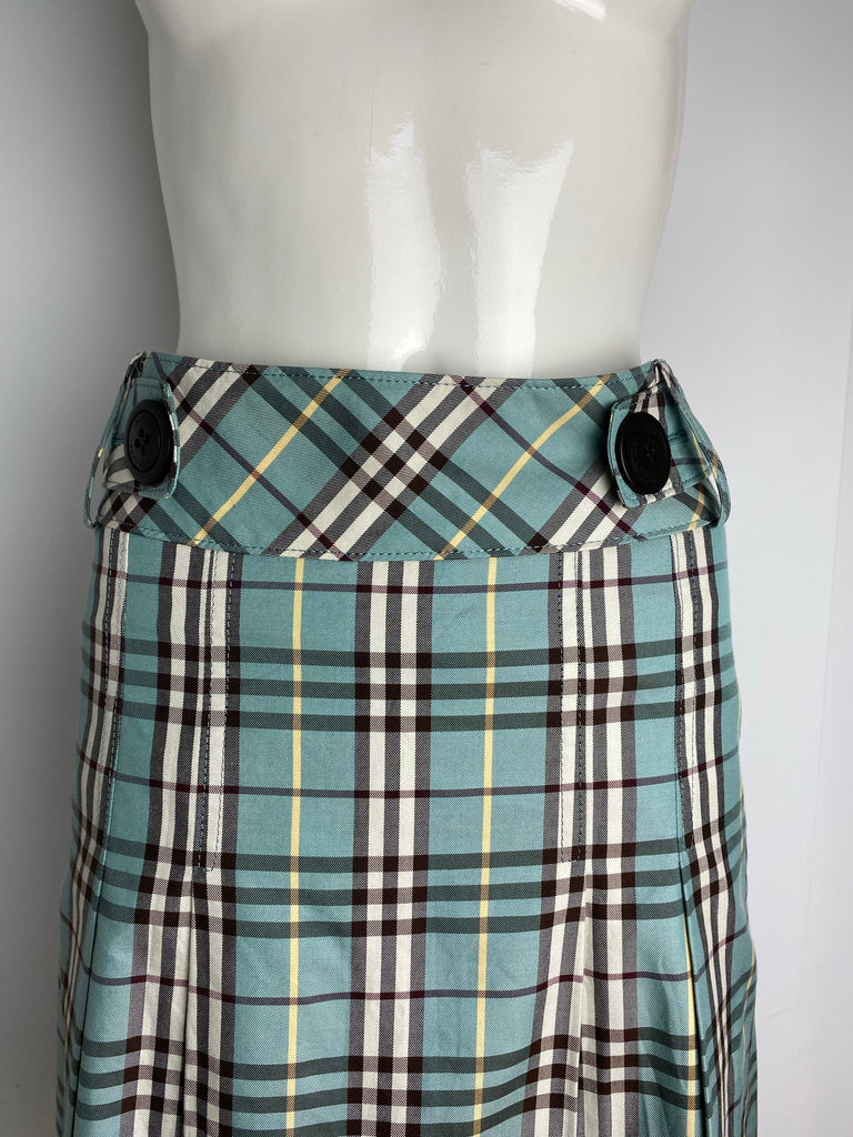 Burberry Blue Check Button Skirt 36