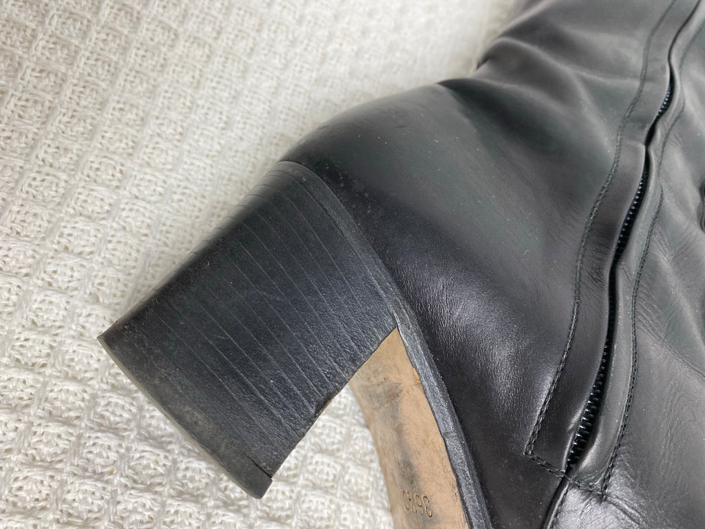 Gucci Black Leather Calf Boots 36.5