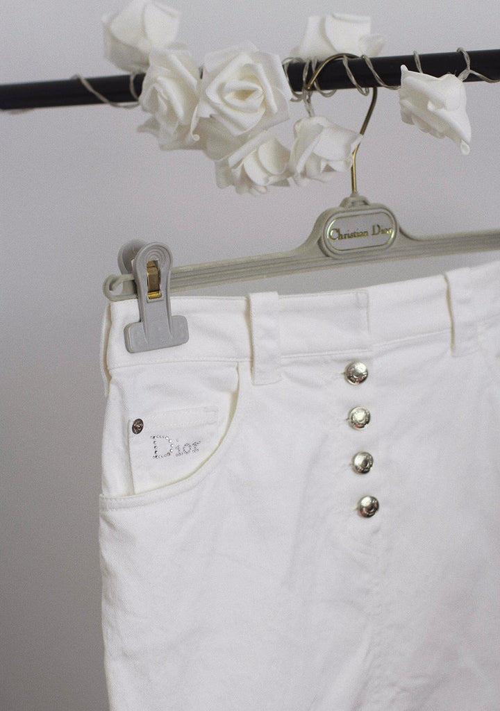 Christian Dior 2004 White Midi Skirt UK 8