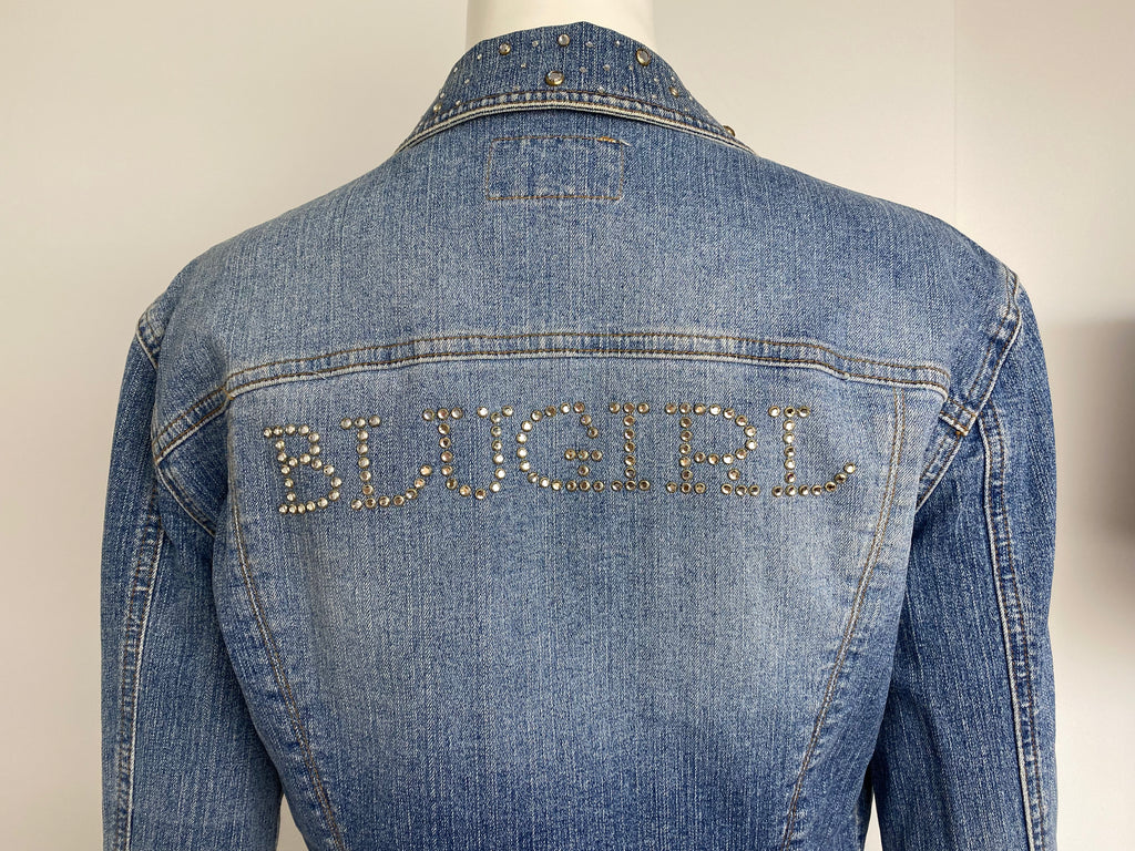 Blugirl Rhinestone Logo Denim Jacket IT 40