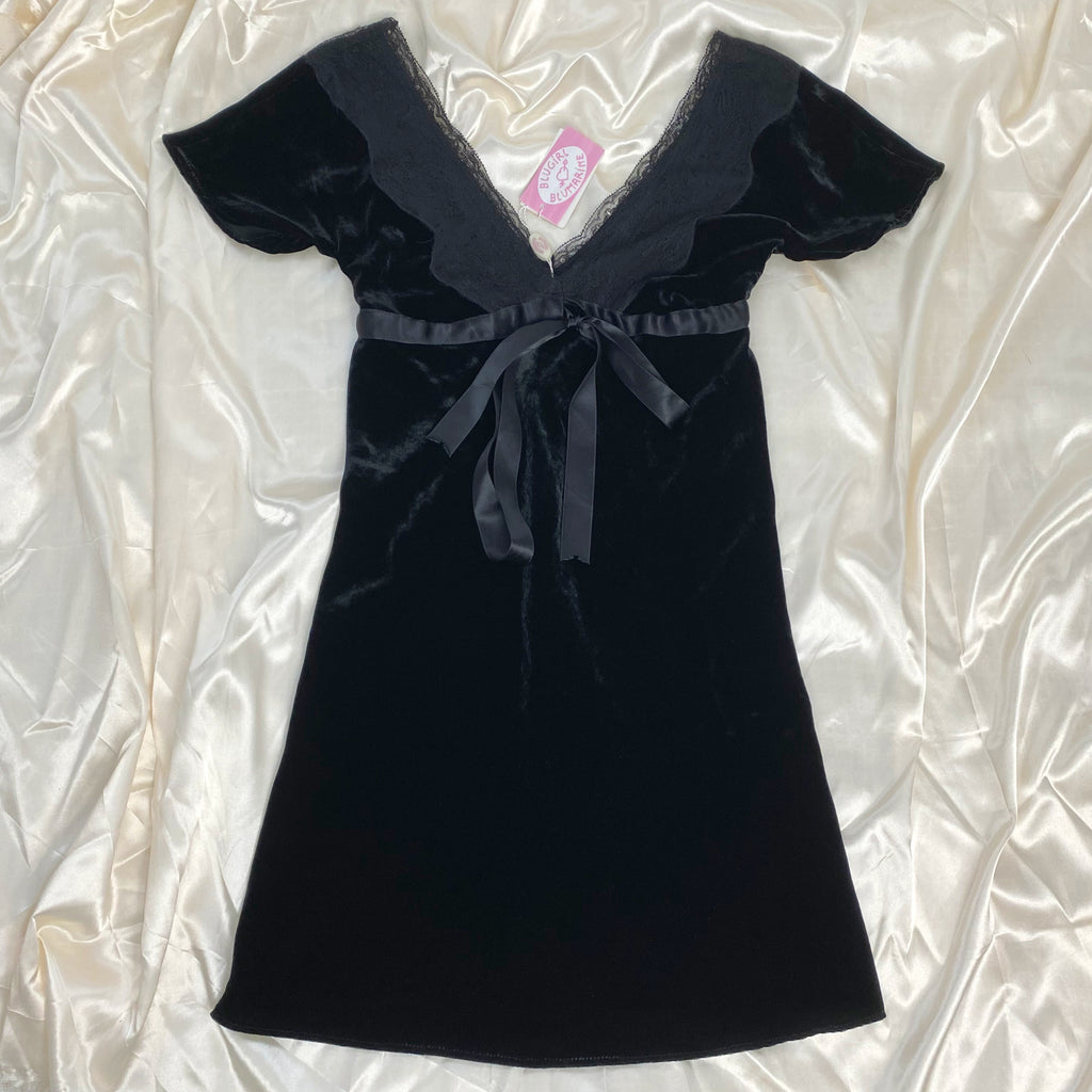 Blumarine Blugirl Black Velvet Bow Dress