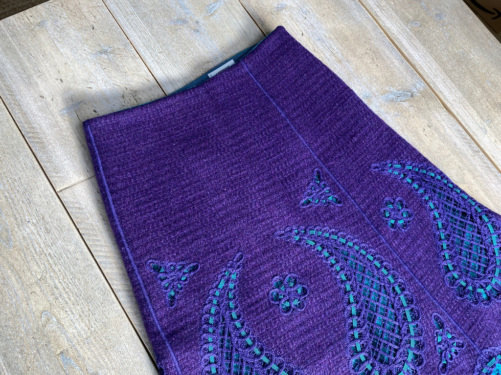 Moschino Purple & Turquoise Wool Skirt