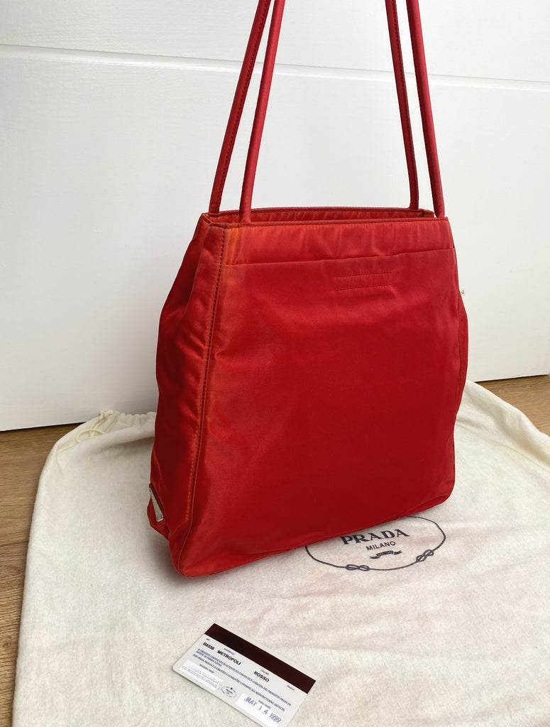 Prada Red Nylon Shoulder Bag