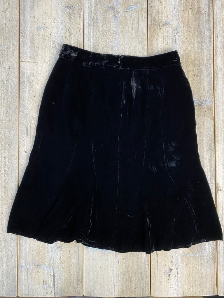 Blumarine Black Velvet Midi Skirt