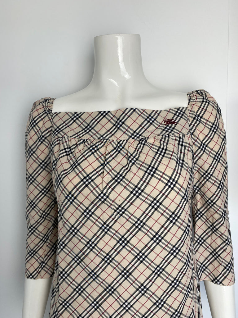 Burberry Nova Check 3/4 Length Sleeve Top