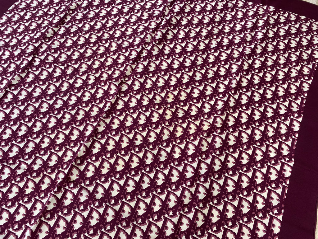 Christian Dior Burgundy Monogram Silk Scarf