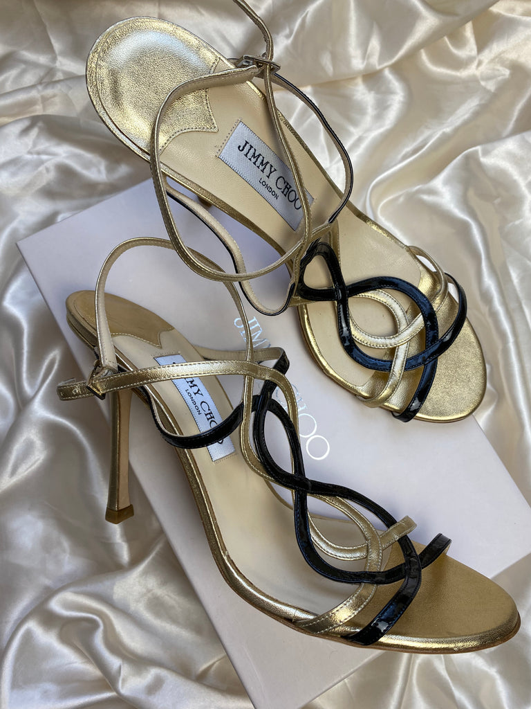 Jimmy Choo Metallic Gold Leather Heels Size 41