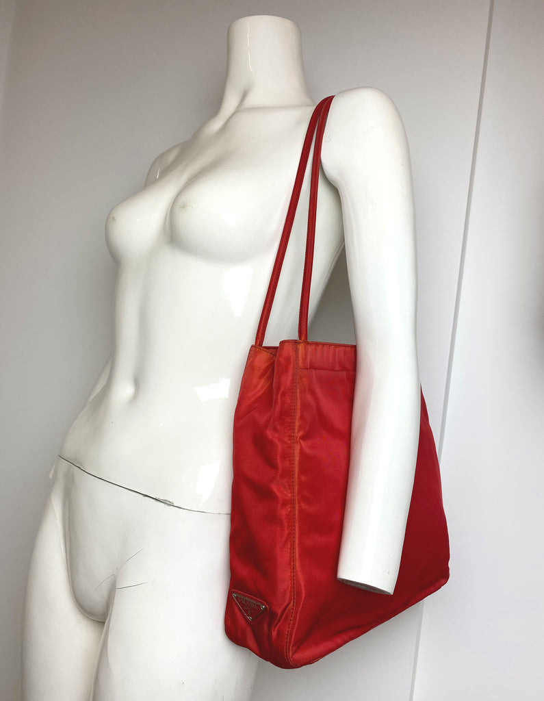 Prada Red Nylon Shoulder Bag