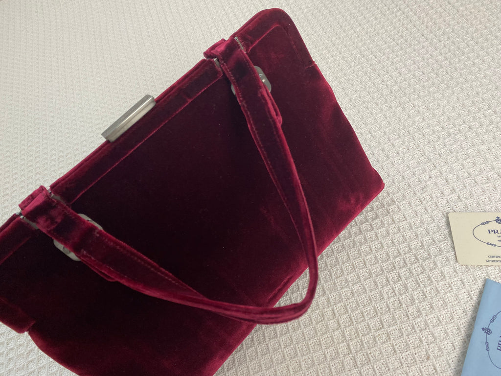 Prada Red Velvet Handbag