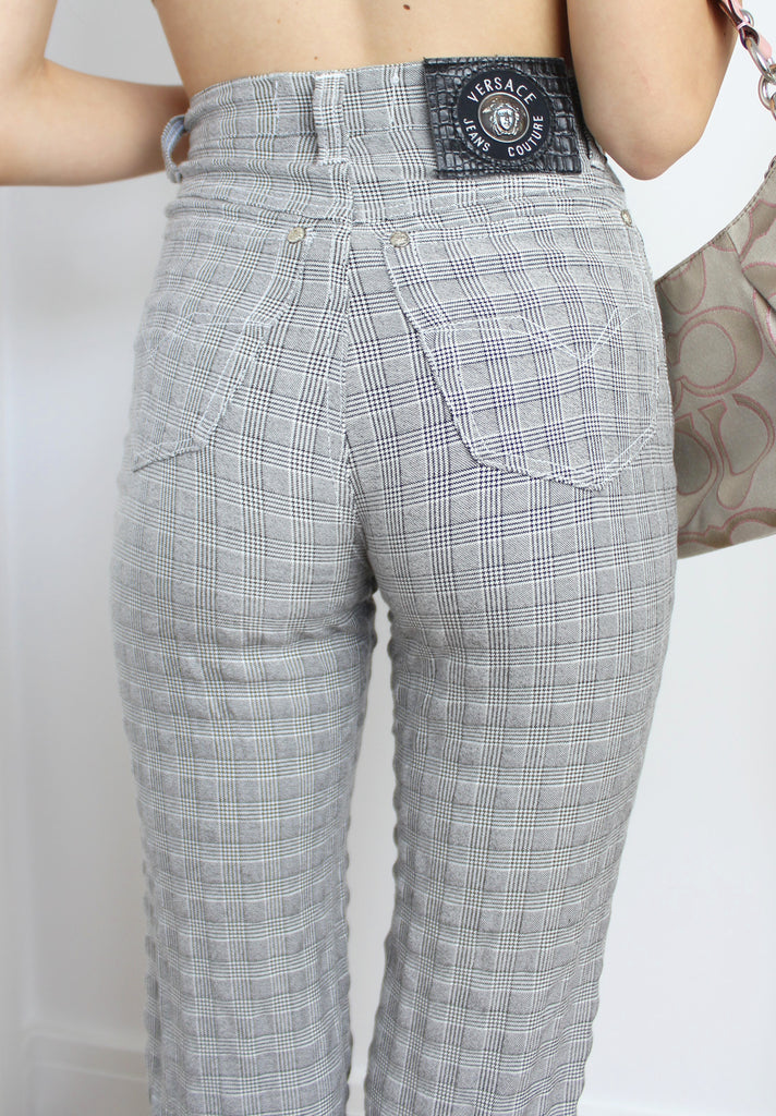 Versace Jeans Couture Black & White Check Trousers XS