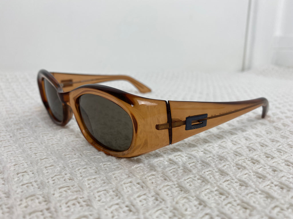 Gucci Brown Logo Oval Sunglasses