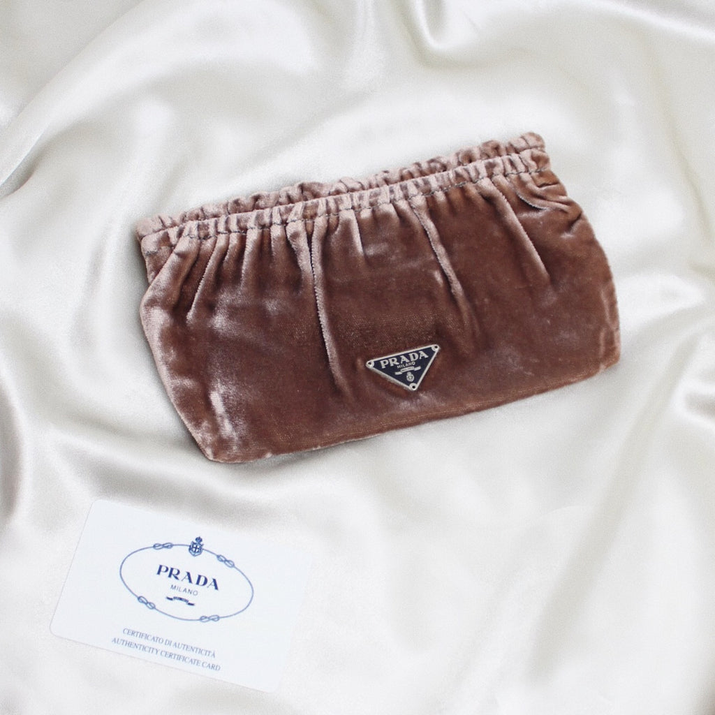 Prada Brown Velvet Mini Pouch / Purse