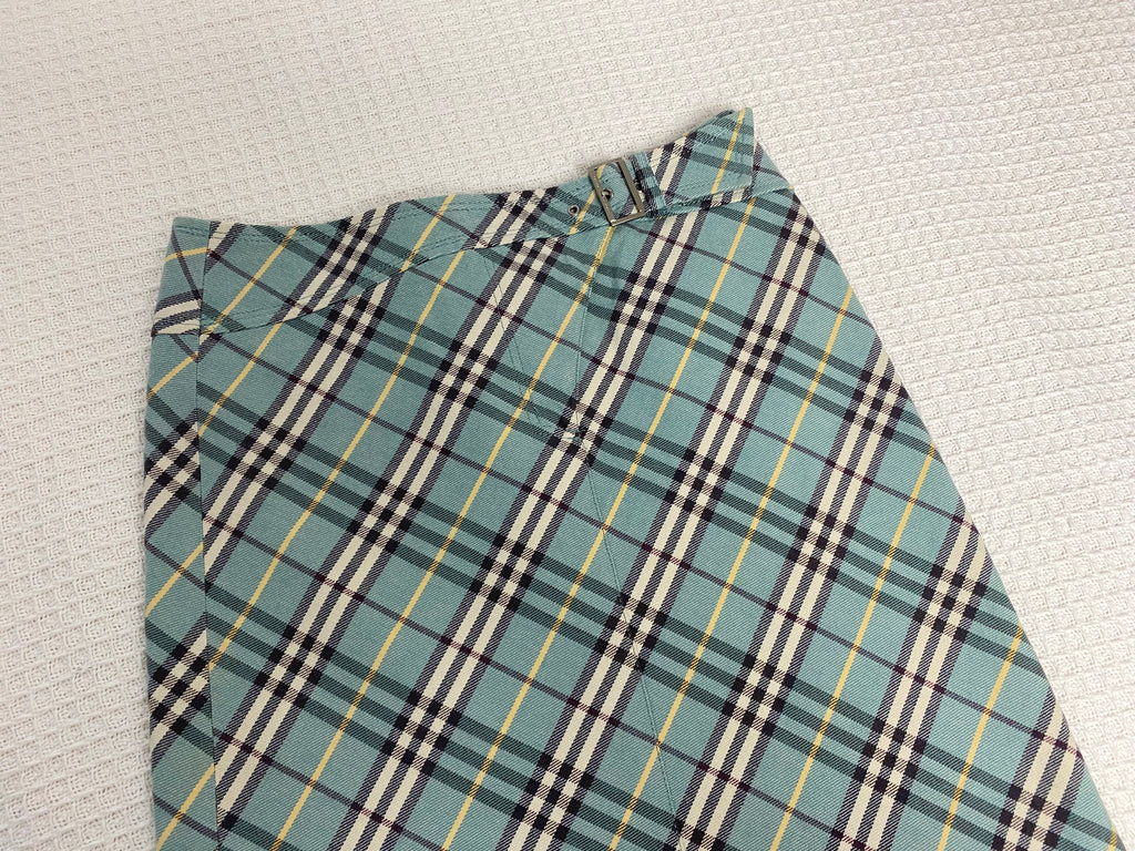 Burberry Blue Check Buckle Skirt - Small