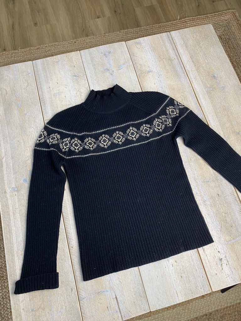 DKNY Black Wool High Neck Sweater