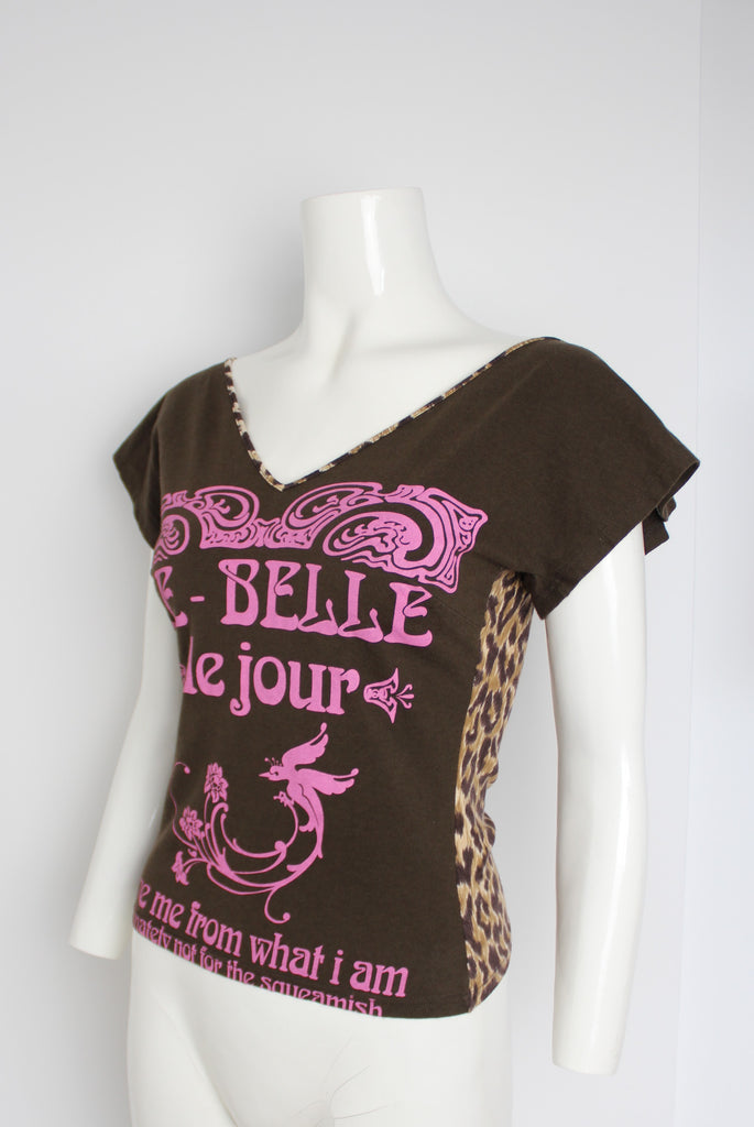 Dolce & Gabbana Brown & Leopard Slogan T-shirt